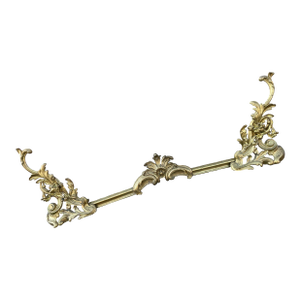 Late 19th Century French Rococo Floral & Swirl Pattern Chenets & Fender 3 PCS Set