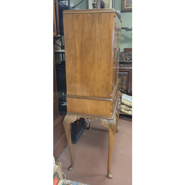 Art Deco Antique Georgian English Burlwood Bar For Sale - Image 3 of 17