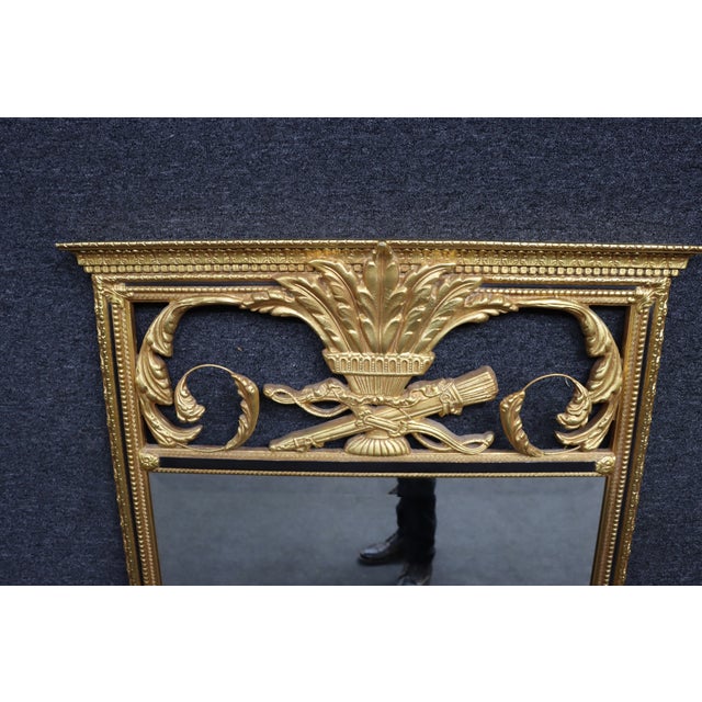 French Louis XVI Style Gilt Mirror With Crossed Rifles Motif For Sale - Image 3 of 12
