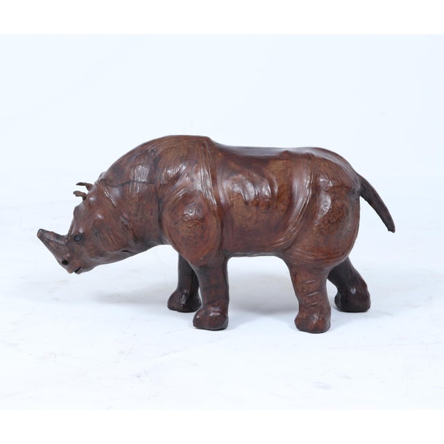 Mid-Century Cow Leather Rhino Sculpture, 1950 For Sale - Image 4 of 16