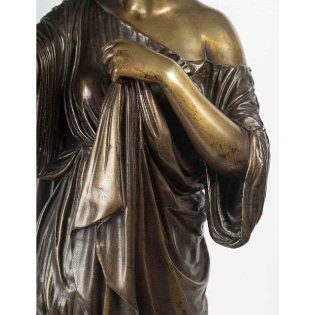 Sculpture of Diana, Early 20th Century, Patinated Bronze on a Wooden Base For Sale - Image 8 of 13