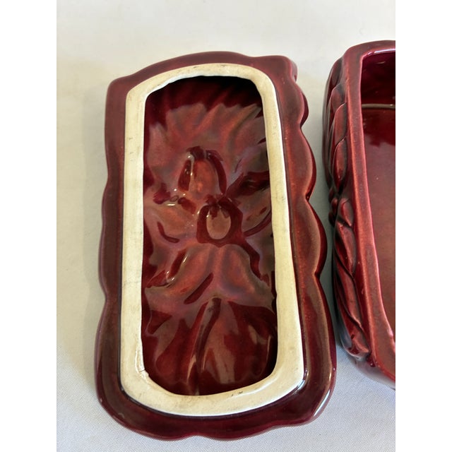 Red 1950s Claire Lerner California Red Floral Ceramic Box For Sale - Image 8 of 10
