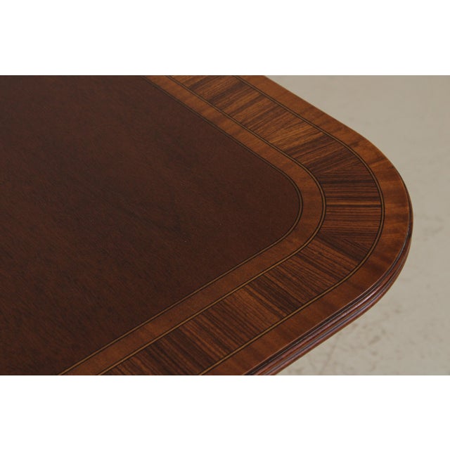 Hickory Manufacturing Company Hickory Mahogany Banded Inlaid Double Pedestal Dining Table For Sale - Image 4 of 15