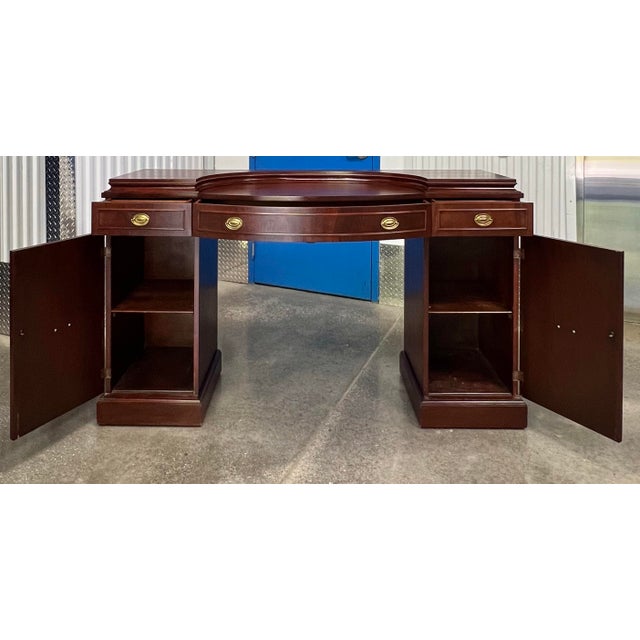 Wood Vintage 1940’s Mahogany Double Pedestal Sideboard For Sale - Image 7 of 12