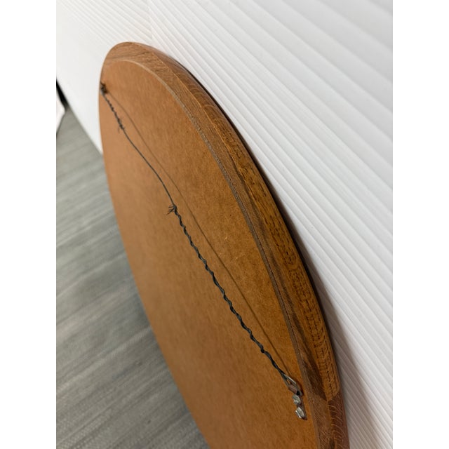 Wood Vintage Round Oak Framed Wall Mirror For Sale - Image 7 of 12
