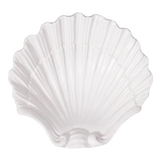 Vintage Italian White Ironstone Shell Footed Bowl For Sale