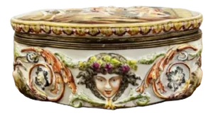 Italian Victorian Capodimonte Porcelain Table Casket, 1860s
