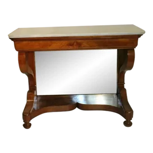 19th Century English Regency Inlaid Marble Top Hallway Console Table