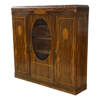 Neo-Classical Art Deco Wardrobe in Ebony Veneer, 1930s For Sale