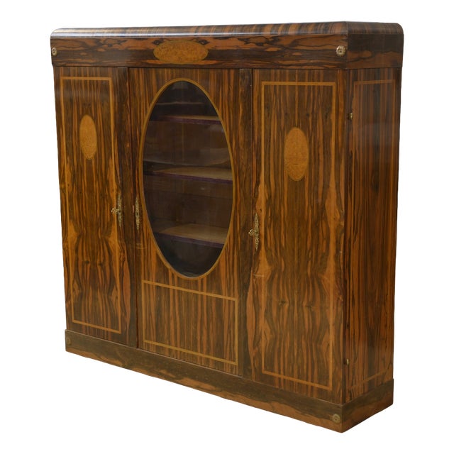 Neo-Classical Art Deco Wardrobe in Ebony Veneer, 1930s For Sale