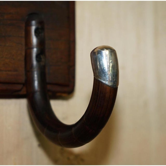 Wood Antique Victorian Sterling Silver Coat Rack For Sale - Image 7 of 14