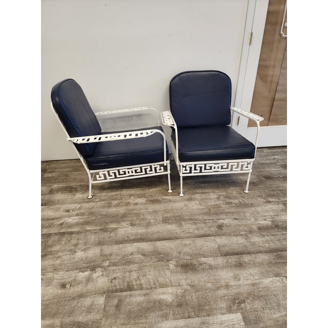 Mid 20th Century Vintage Faux Bamboo Cast Aluminum Lounge Chairs - A Pair For Sale - Image 5 of 12