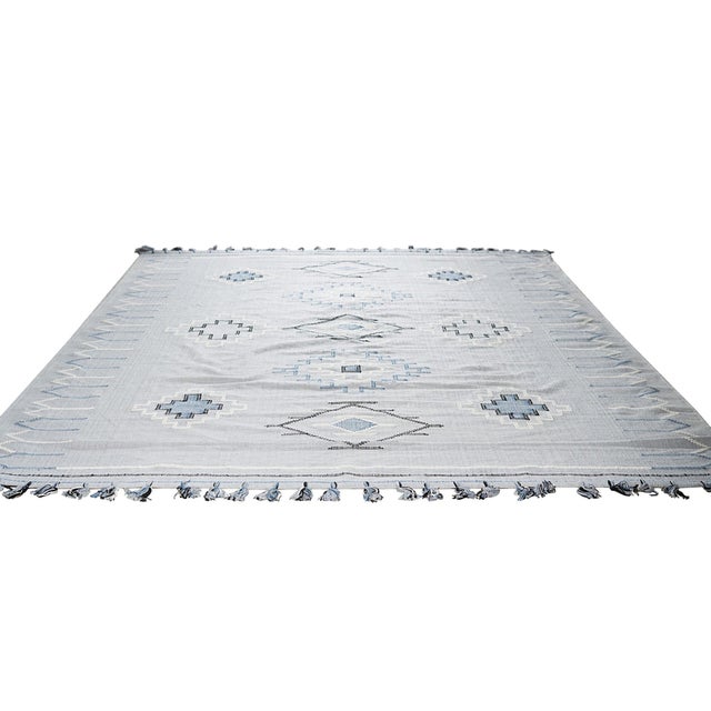 Gray 5x8 Rustic Penelope Silver Geometric Modern Flatweave Carpet Rug For Sale - Image 8 of 10