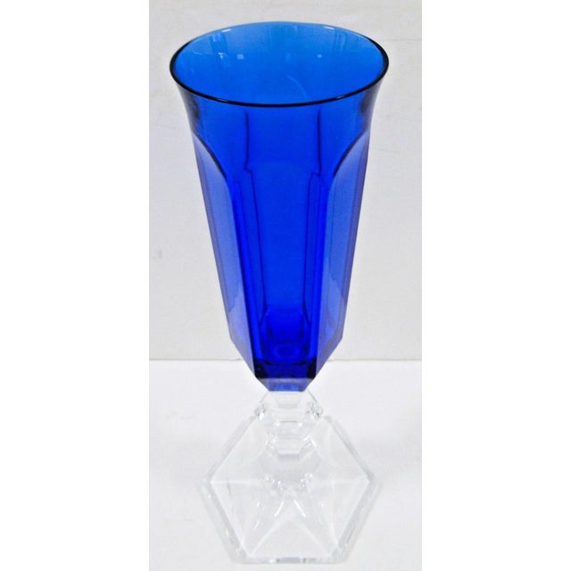 Mario Luca Giusti Blue Acrylic Wine Flute Glasses Set of 6 For Sale - Image 4 of 10