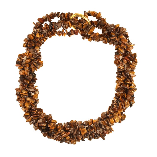 Traditional AJD Two Infinity Chatoyant Tiger's Eye Necklace For Sale - Image 3 of 5