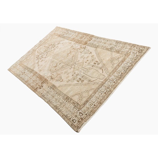 Tan 1940s Vintage Beige Area Rug 4' X 6'7 For Sale - Image 8 of 12