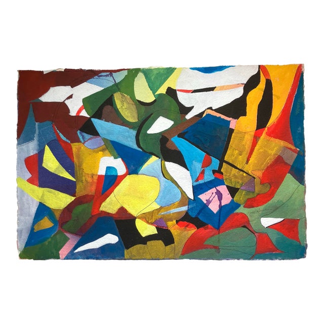 1970’s Original Abstract Watercolor Painting Signed For Sale