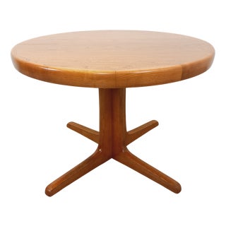 Vintage Round Scandinavian-Style Dining Table in Light Elm with Extensions, 1960s For Sale
