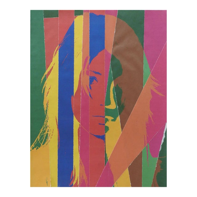 Pop Art Yellow Blue Green & Pink Portrait Collage For Sale