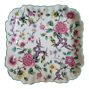 1940s Old Foley Chinese Rose Square Plate