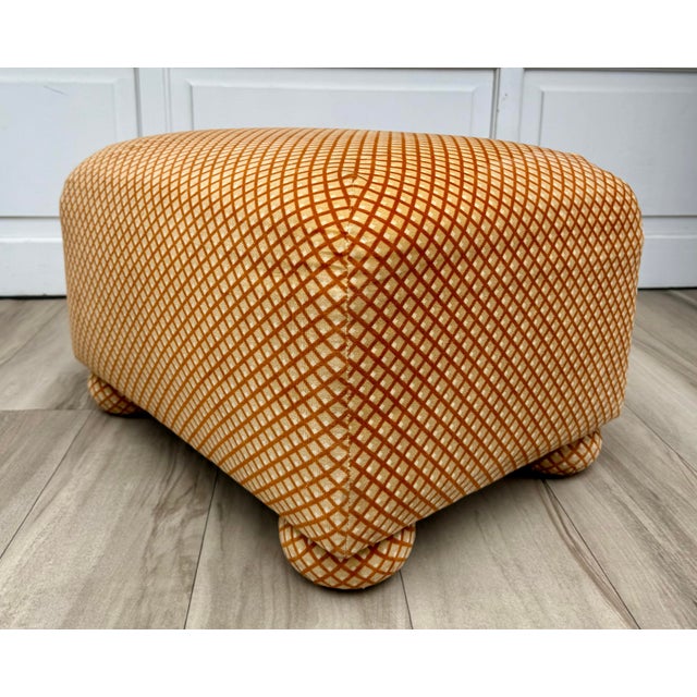 1970s Ottoman Stool Attributed to Milo Baughman for Thayer Coggin in Original Geometric Velvet For Sale In Los Angeles - Image 6 of 11