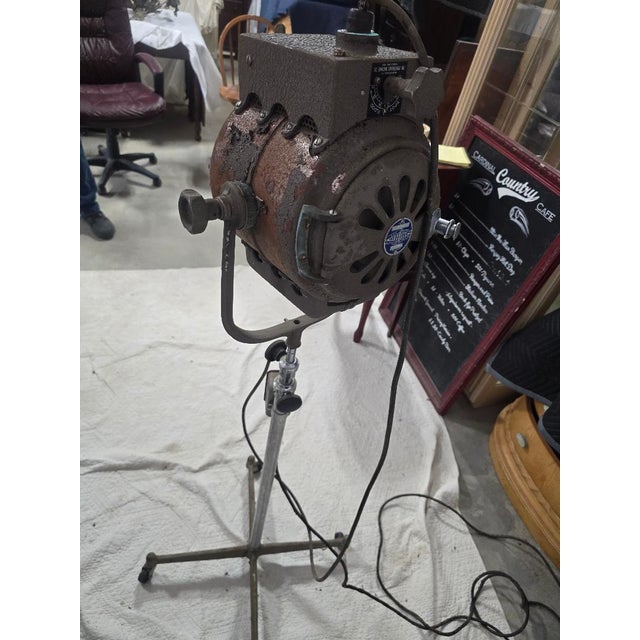 Mid 20th Century Industrial Ward Leonard Fresnel Stage Light Floor Lamp on Rolling Stand For Sale - Image 6 of 6