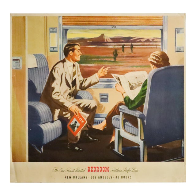 1950 American Transport Poster, 'Southern Pacific Lines (Bedroom)', William Haines Hall For Sale