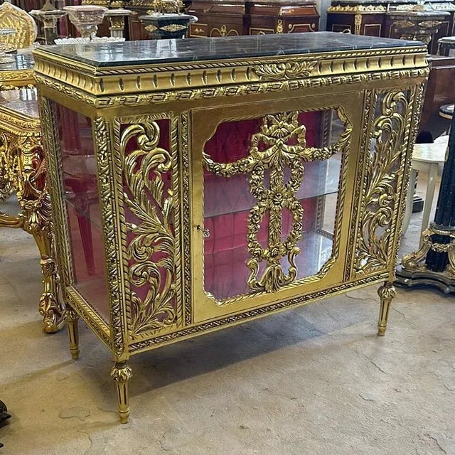 French 1980s French Louis XVI Style Glass Cabinet Vitrine For Sale - Image 3 of 4