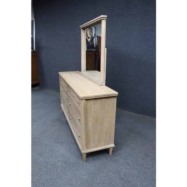 Cerused Oak Six Drawer Dresser With Mirror For Sale - Image 11 of 13
