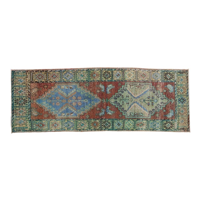 Vintage Distressed Anatolian Rug Runner - 3'7" x 10'1" For Sale