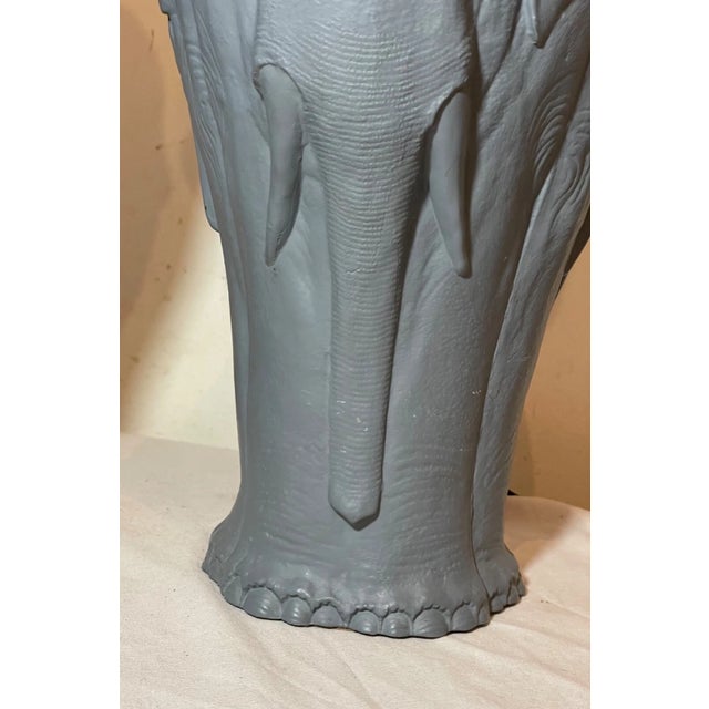 Pair of Vintage Figural Elephant Heavy Gray Painted Metal Electric Table Lamps For Sale - Image 9 of 12