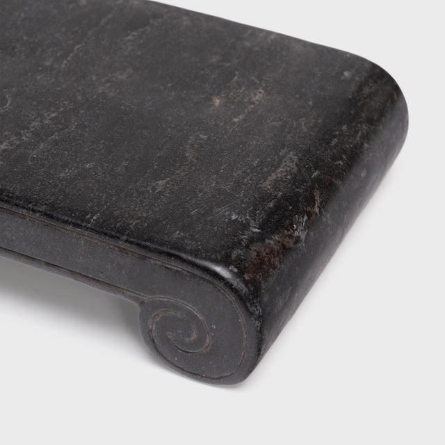 Late 20th Century Chinese Black Marble Scroll Stand For Sale - Image 4 of 5