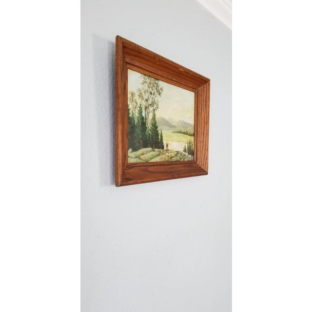 Available For sale this Fantastic Vintage well rendered framed oil on white Masonite Abstract landscape Painting. Depicts,...