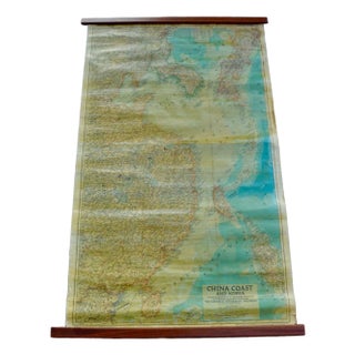 Vintage Korea and China Map, 1953 For Sale