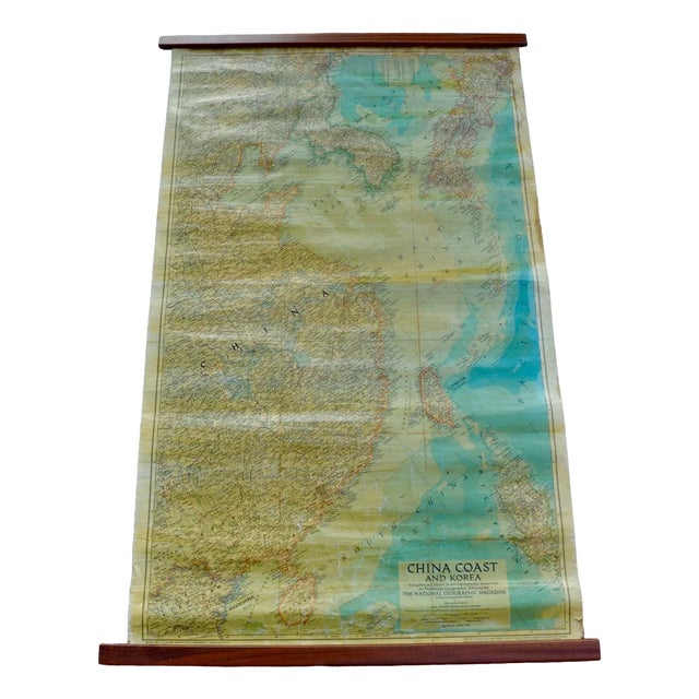 Vintage Korea and China Map, 1953 For Sale