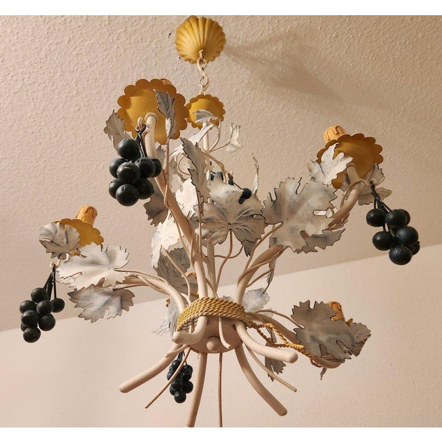 Exquisite Vintage Shabby Chic Handmade Painted Hand-Forged Sheet Metal 5-Light Ceiling Lamp Chandelier - Unique Tuscan...