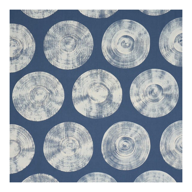 Sample - Schumacher Painted Circles Fabric in Indigo For Sale
