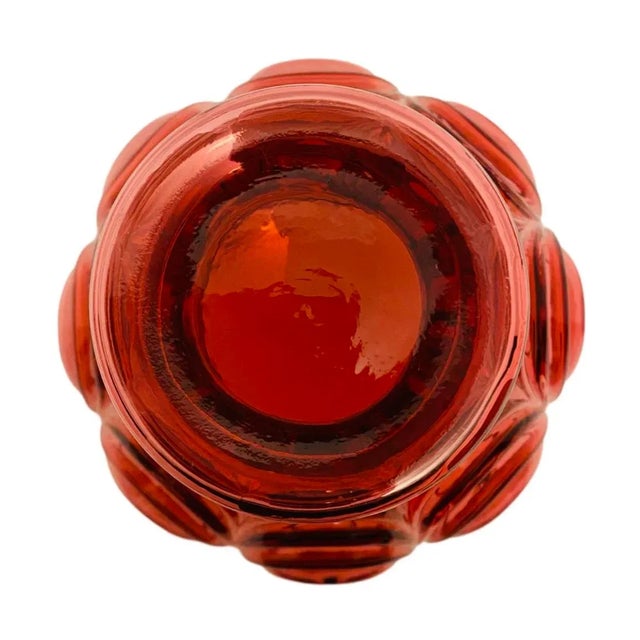 Vintage Fenton Cranberry Art Glass Drape Feather Vase For Sale In Atlanta - Image 6 of 6