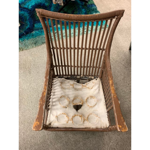 Wood Antique Ficks Reed Split Reed Lounge Armchair For Sale - Image 7 of 7