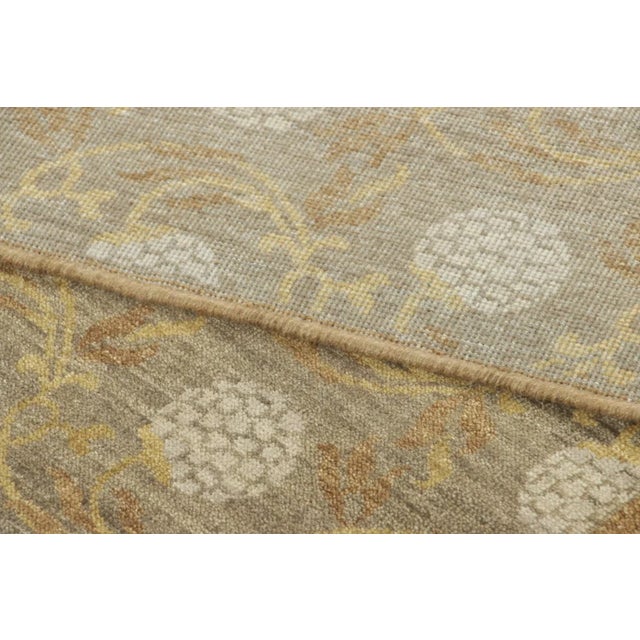 Contemporary Block Print Brown & Gold Wool Runner by Rug & Kilim, India For Sale In New York - Image 6 of 8