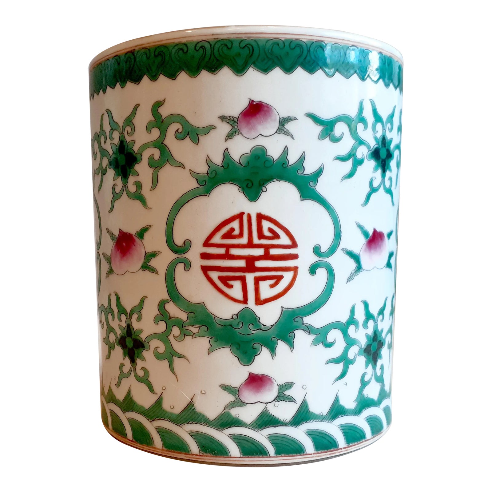Early 20th Century Chinese Porcelain Peaches and Fu Bats Bitong | Chairish