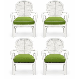 Vintage Typhoon Fan-Back Rattan Chairs — Set of 4 For Sale