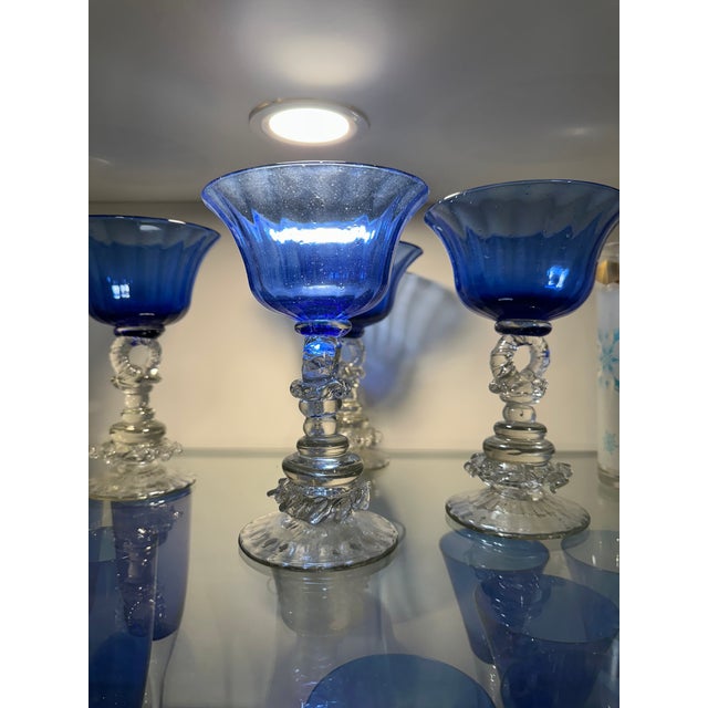 Vintage 1940s Hand Blown Cobalt Glasses - Set of 4 For Sale - Image 11 of 15