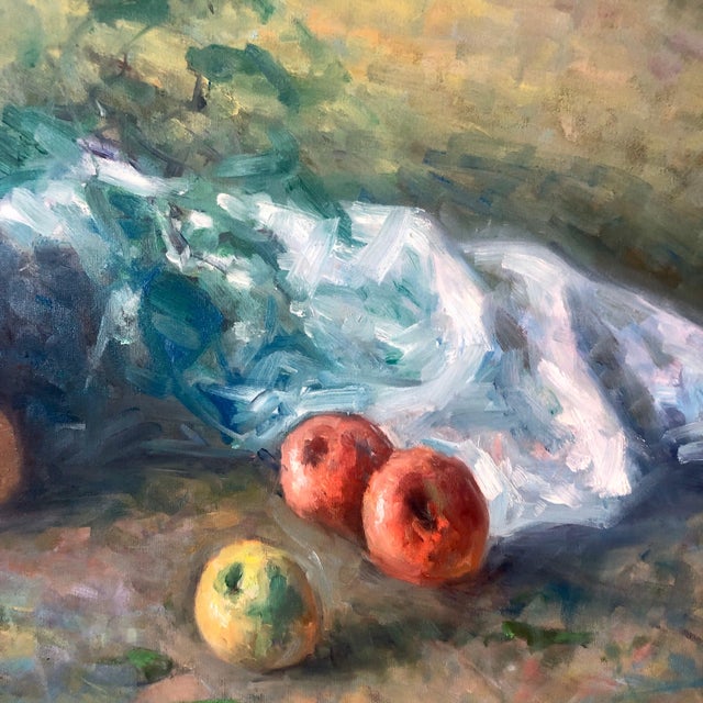 Early 20th Century William Schultz, American Impressionist Fruits Oil Painting Vivid Apples and Grapes For Sale - Image 5 of 8