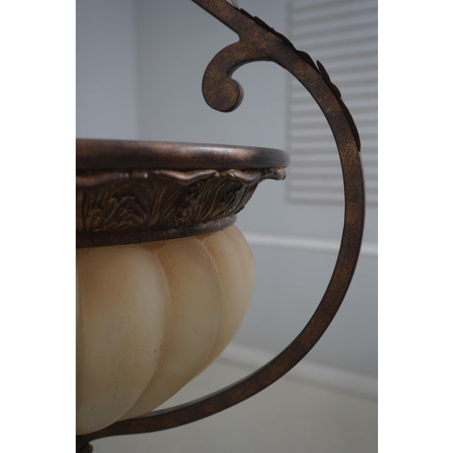 Metal Italian Style Metal Chandelier W. Frosted Shade For Sale - Image 7 of 11