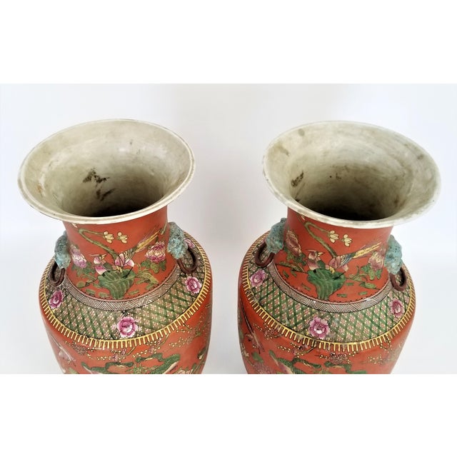 Extra Large Chinese Porcelain Vases a Pair Asian Oriental