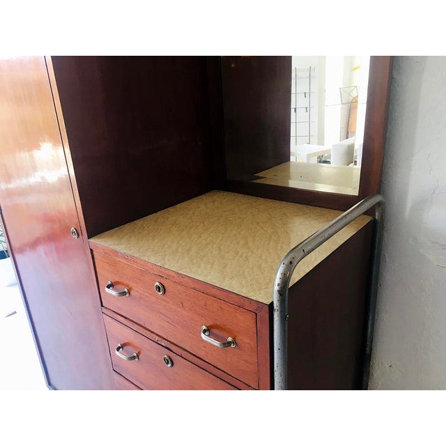 1930s Wardrobe with Drawers and Mirror, 1930s For Sale - Image 5 of 12