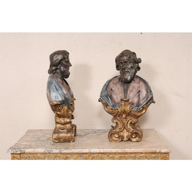 Mid 20th Century Italian Pair of Decorative Male Busts For Sale In Atlanta - Image 6 of 9