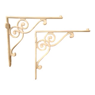 Vintage Style Decorative Metal Shelf Brackets- a Pair For Sale