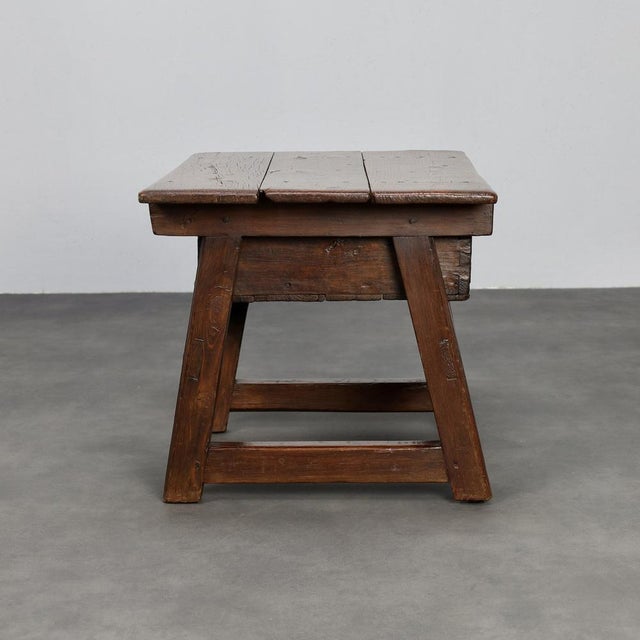 Antique Wooden Side Table with Drawer, 1700s For Sale - Image 3 of 11